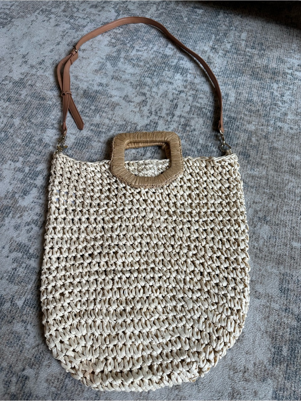 Crossi Straw Satchel‎ Bag Adjustable Detachable Strap Boho Woven Tote - Picture 2 of 9